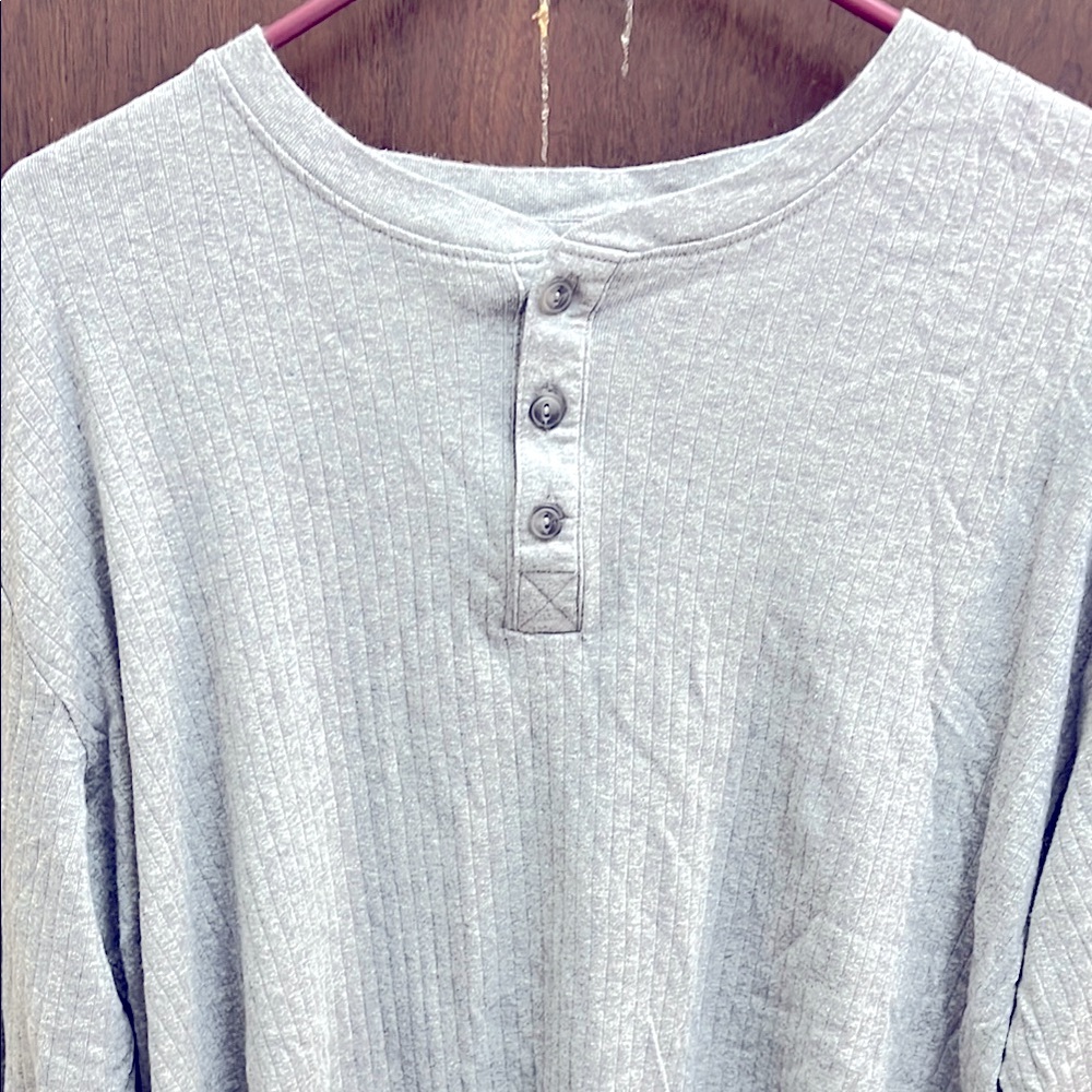 XL Gray Lands End Henley Shirt